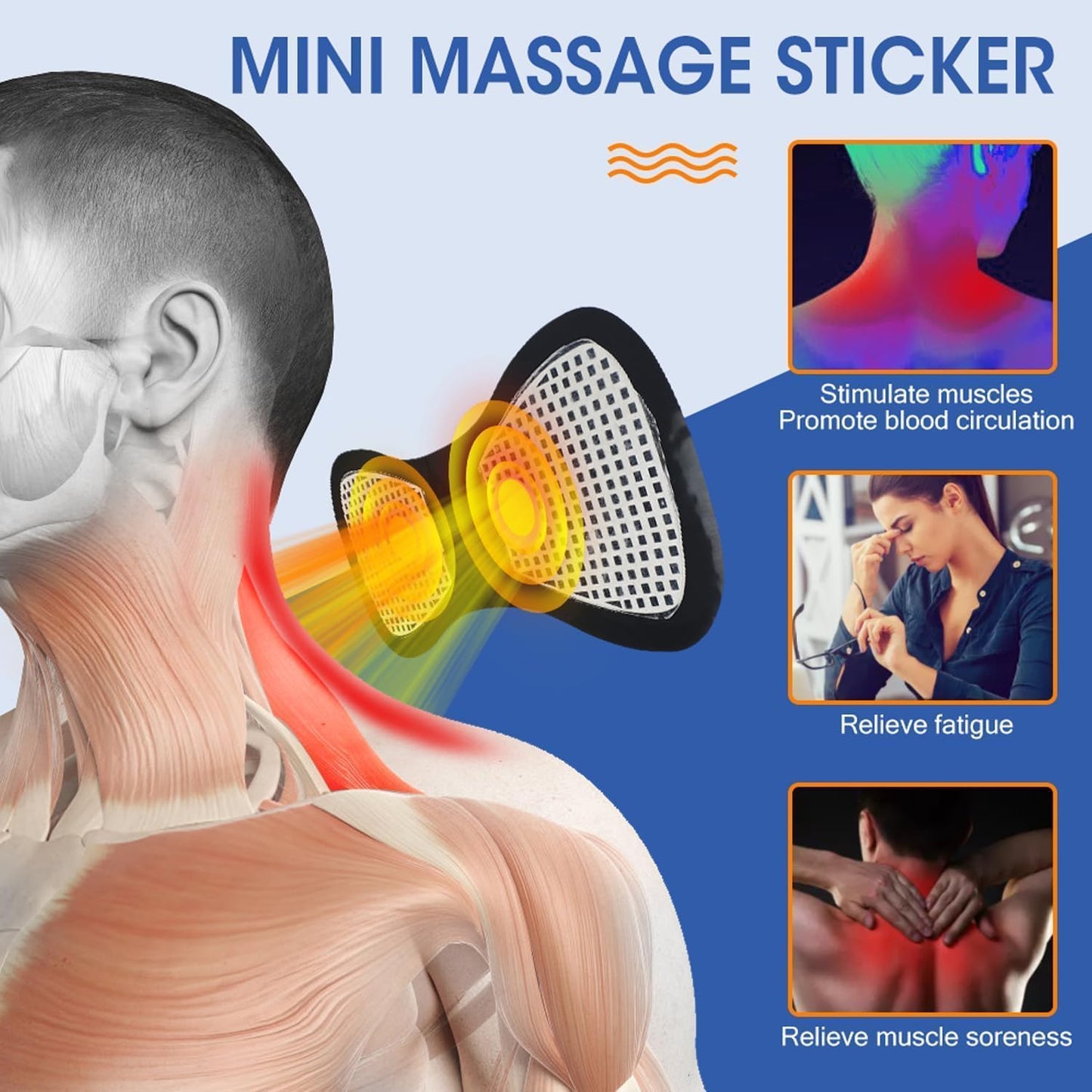 PowerRelief Mini Electric Massager — 8 Modes, 19 Levels, Full Body Relief